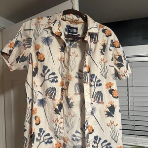The North Face Floral Casual Shirt - Orange and Blue on Cream